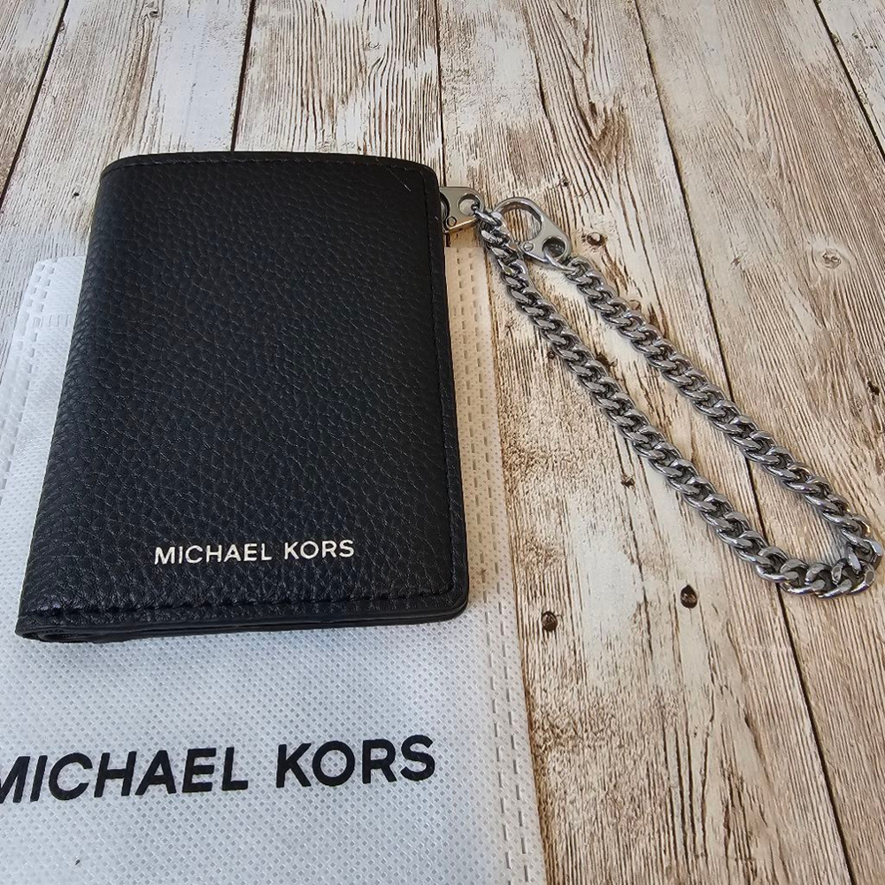 Michael Kors Mens Black Wallet cardholder with chain - Picture 2 of 6